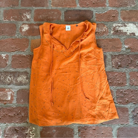 CAbi Tops - CAbi Orange Sprinkle Size M Top Double Layer Chiffon Sleeveless V-Neck blouse